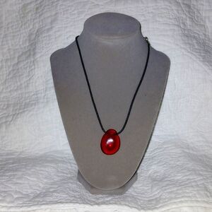 Sardelli Elegant Red and Black Necklace with Circular Pendant